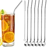 AEE&reg; 7'li Paslanmaz &Ccedil;elik Kaşıklı Metal Pipet Seti 6 Adet Pipet ve Pipet Temizleme Fır&ccedil;ası Cam Pipet