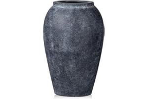 Oairse Handmade Flower Vase 25CM Tall Terracotta Vase, Vintage Ceramic Vases for Flowers Rustic Antique Vases Décor Wide Mouth Matte Finish for Home Office Resto Café Decoration