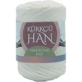 K&uuml;rk&ccedil;&uuml; Han Makrome Mix 200gr 120m El &Ouml;rg&uuml; İpi (Beyaz)