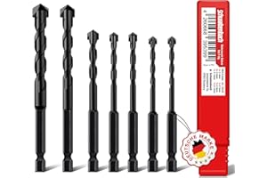 SCHWABENBACH ® Juego de 7 brocas multiuso, metal duro, con punta de centrado. Broca universal de 4, 5, 6, 6, 8, 10 y 12 mm de diámetro, E6.3, perforación sin fricción