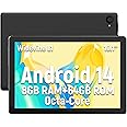 Hakaug Tablet 10 Inch Android 14 Tablet Octa-Core Tablet, Widevine L1 and 8GB + 64GB + 1TB TF, WiFi 6 Bluetooth 5.3, Supports OTG Transmission and Face Unlock, 5000mAh, Type C Headphone Jack, Black