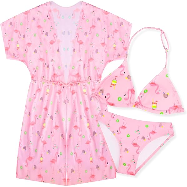 Abito Spiaggia Bambina Floreale - Copricostume In Chiffon Con Stampa Fiori Per Estate E Vacanze - Foto 10