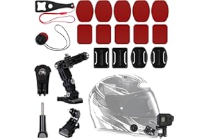 QUOTRE 20-In-1 Kit di Accessori per Action Cam, Kit di Accessori per Supporto Girevole Al Mento Su Casco da Moto, Compatibile con Action Cam di Marche Come Insta 360, GoPro Hero