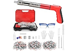 Leiortufa Pistola de Clavos Manual, 5 Velocidades, 300 Clavos, Hormigón y Acero, Portátil, Rojo, L