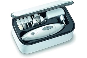 Sanitas SMA 35 - Fresa elettrica per Unghie con 7 Accessori per Manicure e Pedicure in zaffiro e feltro, Rotazione oraria e anti oraria, 4600 giri/min, 2 livelli di velocità