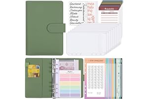 SKYDUE Money Binder, Challenge Del Risparmio, A6 Raccoglitore Documenti Con Buste Cerniera Trasparenti, Agenda Risparmio Soldi, Budget Planner Raccoglitore Di Bilancio(Verde Oliva)