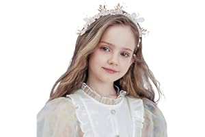 ZLLKEJI Diadema de Boda para Niña Hermoso Princesa Tocado de Flores Tocados de Niña Comunion Perlas para Vacaciones, Cumpleaños, Compromisos