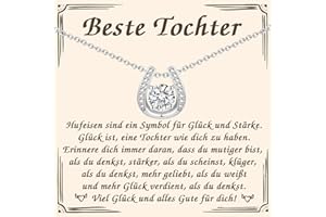 PDTU Geschenk für Tochter Schwester Nichte Enkelin Beste Freundin, Hufeisen Glücksbringer Halskette für Teenager Mädchen zum Prüfung Geburtstag Abschluss Einschulung Weihnachten Hochzeit Taufe Firmung