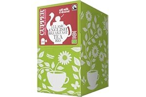 Cupper - Pack de 250 Bolsitas de Té Negro Ecológico English Breakfast - Apto para Veganos - Propiedades Estimulantes - Ayuda a Disminuir el Cansancio y la Fatiga
