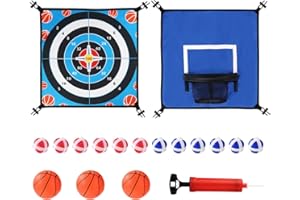 Lyreh Double Sided Trampoline Game Accessory Set, Include Basketball Hoop Attachment and Dart Game Oxford Cloth Trampoline Game Attachments for Kids Adults(Blue)