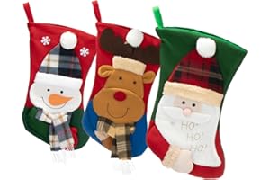 com-four® 3X Premium Weihnachtsstrumpf XL zum Befüllen - Nikolausstiefel zum Aufhängen - Weihnachtsdekoration in 3 süßen Designs - Nikolausstrumpf
