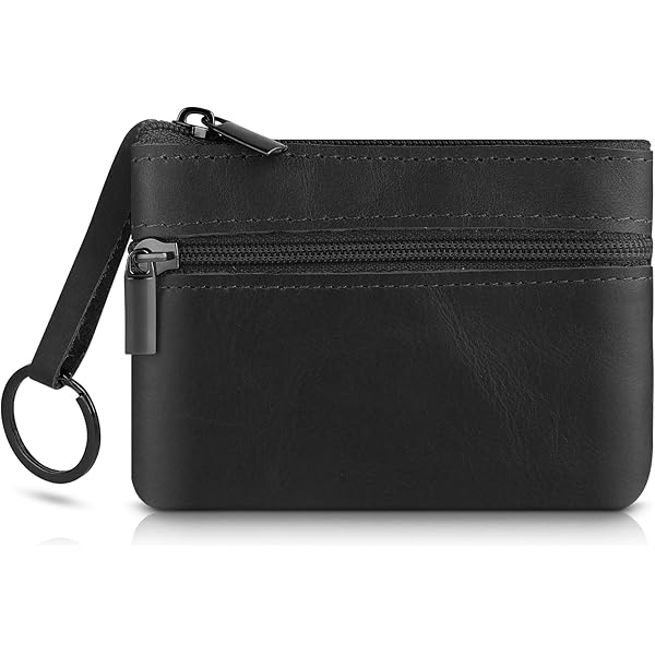 Monedero De Cuero OTOTEC 8x8cm - Negro, Perfecto Para Monedas O Auriculares