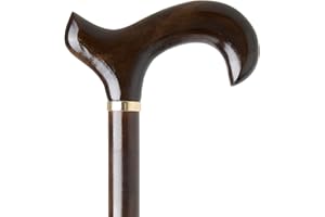 WOODLAND LEATHERS Woodland Gents Wooden Derby Cane: Elegant Dark & Light Brown Wood Stain Walking Stick, Comfortable Walking Sticks For Men & Women, Lightweight, Easily Adjustable Stick Man