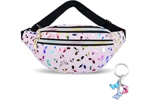 BMHNQ 1 Gürteltasche Kinder Mädchen Bauchtasche Mädchen Bauchtasche Damen Glitzer Kinder Bauchtasche Mit Schmetterlingsdruck Mode Wasserdicht Rosa Fügen Sie einen Schmetterlings Schlüsselanhänger hinzu