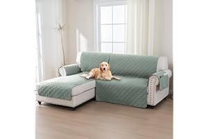 BellaHills 100% Impermeabile Copridivano 2 Posti Con Penisola a Sinistra - Copridivano Angolare - Antiscivolo - Antimacchia - Antigraffio Copridivano, Seduta 205cm, Ninfea