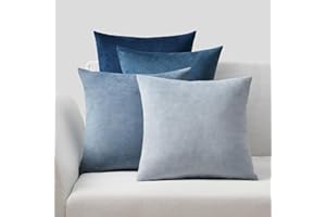 Topfinel 4 Pezzi Copricuscini Divano 45x45 Decorativo Casa in Velluto - per Cucina, Sedia, Soggiorno, Letto, Giardino, Camera da Letto - Serie Moderna Giallo e Blu