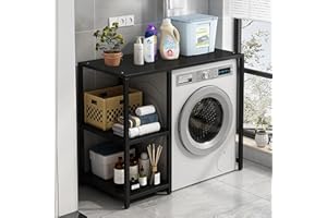 VALDOZA Estantería Lavadora, Mueble Lavadora Secadora, Unidad De Almacenamiento Sobre Lavadora Para Lavandería, Estantería Encima Lavadora, Para BañO, Cocina, BalcóN, Lavandería(Black+black,W100cm/39.3in)