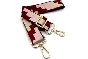 KERIOCUSI Correa de hombro ajustable para bolsos rojo, correas de bolsillo para cambiar, correa de bolsillo ancha con mosquetón dorado, 80-130 cm, correa de transporte para mujer, bolso moderno, 3,8 cm, 50