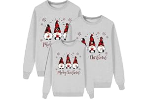 POIUIYQA Sudadera Navideñas Familiares Suéter Familia Invierno Jersey Navideño Familiar Manga Larga Pullover Mujer Hombre Niño Niña Chica Chico Christmas Jumper Blusas Cuello Redondo Tops Talla Grande