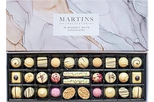 Martins Chocolatier Assortiment de Chocolats Blancs - 30 Chocolats Blancs Fait à la Main - 15 Saveurs de Chocolat | Cadeau Chocolat
