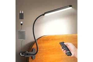Glocusent 5W Multi-Purpose Clip On Light, 38 LEDs Bed Light, Eye Caring Reading Lamp, 5 Color & 5 Brightness with a Remote, 30-Min Auto Off Timer, Perfect for Desk, Bed Headboard and Computers