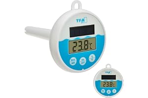 TFA Dostmann Digital pooltermometer med solenergi, 30,1068.02, flytande i vattnet, lämplig för pool/damm/pool/bubbelpool, med