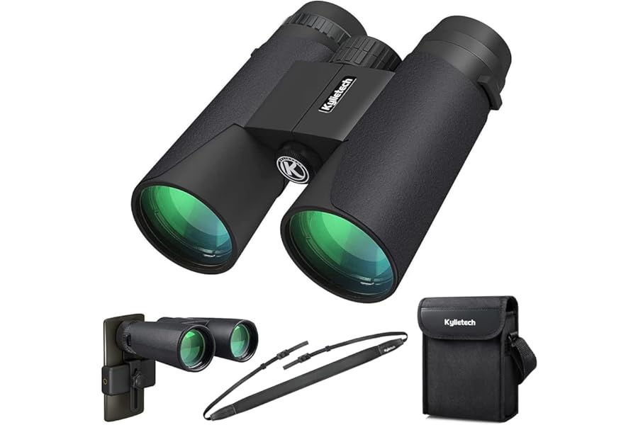 Kylietech High Power 12x42 Binoculars for Adults with BAK4 Prism, FMC Lens, Fogproof & Waterproof Great for Bird Watching Travel Stargazing Hunting Concerts (Smartphone Adapter Included)