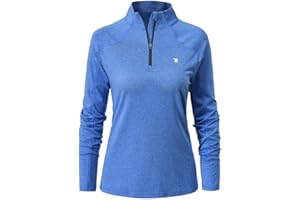 ‎DONHOBO donhobo Damen Sport Shirt Langarm T-Shirt Schnelltrocknend Gym Yoga Fitness Training Laufshirt mit 1/4 Reißverschluss