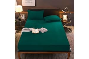 Boqingzhu Flauschige Plüsch Spannbettlaken 200x200cm Grün Dunkelgrün Fleece Flanell Cashmere Touch Spannbetttuch Winter Kuschelig Bettlaken für 25 bis 30cm Matraze