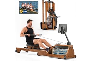 ‎ADVAMSOLER Advamsoler Wasser Rudergerät für Zuhause, Hochwertiges Faltbares Wasserrudergerät aus Massivholz, mit Professionellem Bluetooth-Monitor mit Tablet-Halter, Max 150kg Belastbar