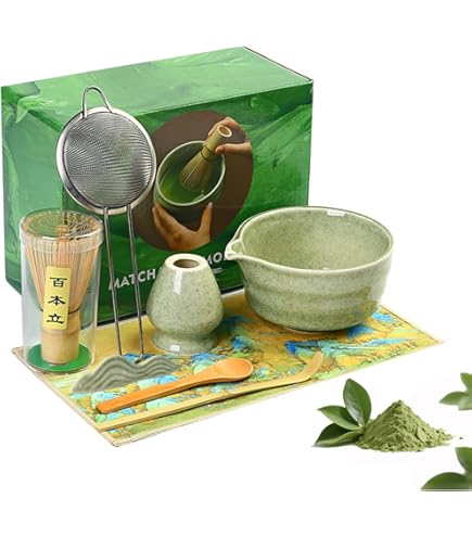 OKYUK Matcha Set, 7-delig Premium Matcha Thee Set, Matcha Kit met Matcha schaal, Matcha klopper, Matcha zeef, Beste geschenk voor Matcha-liefhebbers (Lila OKYUK Matcha Set, 7-delig Premium Matcha Thee Set, Matcha Kit met Matcha schaal, Matcha klopper, Matcha zeef, Beste geschenk voor Matcha-liefhebbers (Lila