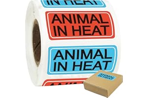 WELL TILE 500 etichette veterinarie con animali in calore, 2,5 x 5,1 cm, adesivi per pratica veterinaria, istruzioni per medicinali, cartelle di documenti, cartelle per animali, ospedali, farmacie, ospedali