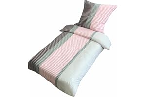 Leonado Vicenti Bettwäsche 135x200 cm Mikrofaser Bettbezug Rosa Grau Gestreift 2 teilig