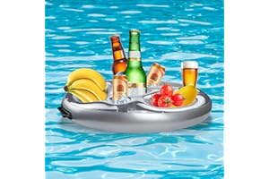 JIASHA Porte Gobelet Gonflable, 2 en 1 Gonflables Porte-Boissons Collations Support Gonflable de Boisson Plateau Gonflable Bar Flottant Bar Gonflable Piscine, pour Piscine Plage Fête