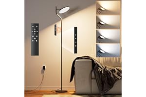 Nulmvic Lampadaire LED Salon Dimmable - 36W Lampe Sur Pied avec 4 Couleurs Variation Continue Lampadaire LED Moderne avec Télécommande et Commande Tactile pour Salon Chambre et Bureau