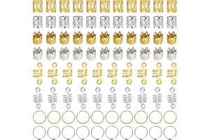 INPION 160 szt. aluminiowa cewka do włosów dredy koraliki mankiety warkocze klipsy metalowe spinki do włosów sprężyna skręcona warkocz pierścienie do włosów do warkoczy akcesoria
