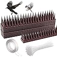 Homarket Bird Spikes, Upgraded Cat Repellent for Pigeon, Cat, Raccoon and Small Animals - Protect Your Sofa, Garden, Outdoor Walls, Anti Theft Climb, Plastic Security Fence Spikes (Brown)