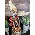 Ebros Gift Colorful Guido Reni Baroque Art Reproduction Saint Michael The Archangel Crushing Satan Devil Statue Guardian Protector of Mankind Decor Figurine Patron of Police Soldiers Doctors