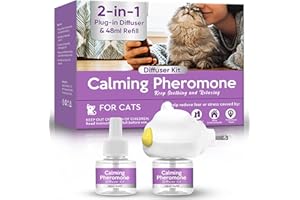 FILBA Cat Calming Diffuser, Cat Anxiety Relief, Sustained Release Pheromone for 60 Days Use, Easily Fit in New Environment, 2 in 1 Cat Calming Products with Diffuser Head&2pcs Vial