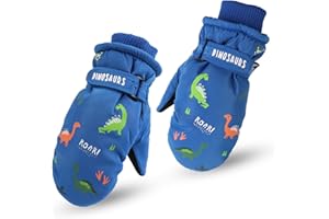 XIAOHAWANG Kids Ski Gloves Baby Boys Winter Dinosaur Glove Toddler Girls Waterproof Mittens 2-8 Years