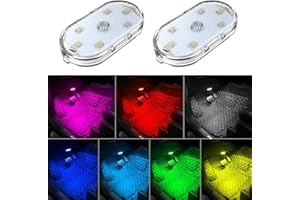 2PCS LED Voiture Interieur,Kwoxet LED Voiture Interrupteur Tactile RGB 7 Couleurs Réglables Rechargeables USB Touch Auto, Coffre, Chambre à Coucher(7 Couleurs clignotent avec de la Musique)
