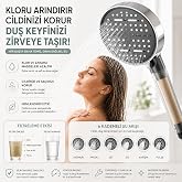 KRAFZ&reg; 6 Fonksiyonlu Filtreli Duş Başlığı Y&uuml;ksek Basın&ccedil;lı Su Tasarruflu Filtre Sistemli Kire&ccedil; ve Klor &Ouml;nleyici