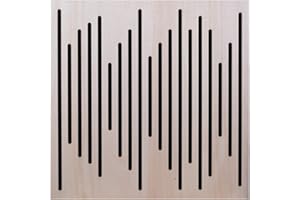 KEYHELM S.R.L. Keyhelm - Pannello Fonoassorbente Wave wood in Legno e Poliuretano | Made in Italy | Pannello per Correzione Acustica, 50x50x5cm, Pioppo Sagoma Line(Naturale)