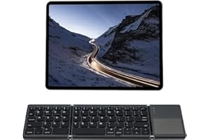 Mcbazel Clavier Bluetooth Pliable et Rechargeable,Clavier Triple sans Fil Pliable et Portable avec pavé Tactile pour Appareil Mobile Compatible avec Tablette/Téléphone/PC - Gris (Disposition US)