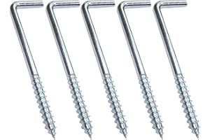 Aerzetix - C47881 - Set di 5 pezzi - gancio a vite tipo L legno - Ø4.2x80mm - acciaio zincato - fai da te - utensili di montaggio/ferramenta