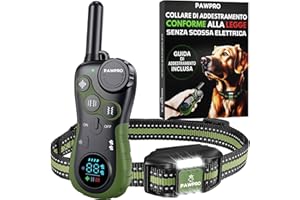 PAWPRO Collare di Addestramento, Conforme Nuova Legge Italiana Benessere Animale, Portata XXL 3 km, Modalità Luce Notturna, BIP Vibrazione Potenziata, Adatto Tutti Cani, Impermeabile (1 Collare)