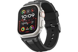 Suitisbest Pasek do Apple Watch Ultra 2 / Ultra 49 mm, Series 9/8/7, 45 mm, Series SE 2 / 6 / SE / 5 / 4, 44 mm i Series 3/2/1, 42 mm, silikonowy pasek z przyłączem ze stali nierdzewnej 316L