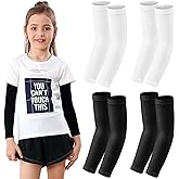 Newbyinn Arm Sleeves for Children 4 Pairs, Arm Sleeves Black White | running basketball cycling volleyball bicycle boys girls