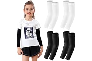 Newbyinn Mangas para brazos niño 4 pares,Manguitos Negro Blanco running baloncesto ciclismo voleibol bicicleta Niños Niñas
