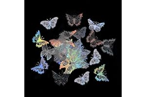 REEKNOKOL Lot de 45 autocollants holographiques imperméables en forme de papillon pour scrapbooking, bouteilles d'eau, bagages, téléphone et ordinateur portable